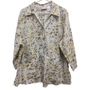 Alfred Dunner Wearable Art Top Womens size 20W Metallic Animal Print Button Up